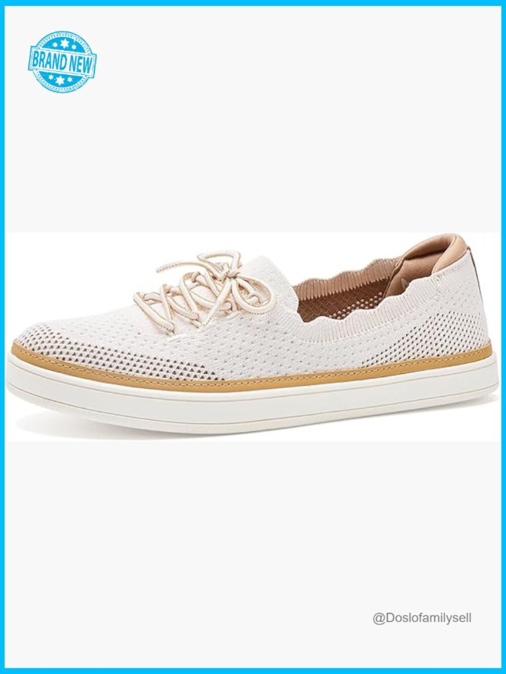 White Knit Fashion Sneakers Stretch Fit Casual Comfort Vegan Memory Foam